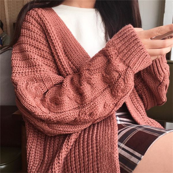

fashion twisted cardigans women 2019 autumn winter sweaters size female knitwear clothes oversized outwear sueter mujer, White