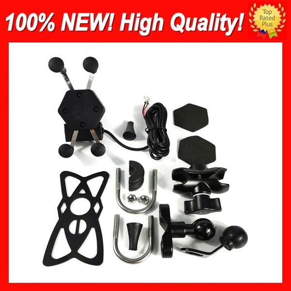 

universal motorcycle motorbike bicycle motocross gps phone holder with usb mount clamp motorcycle phone holders accessories alumin260b