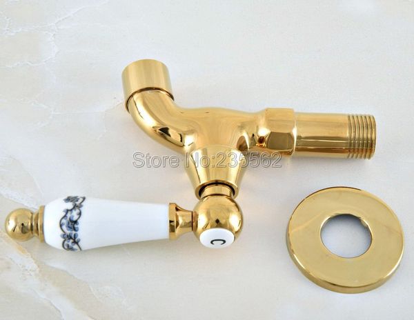 

luxury gold color brass ceramic handle /garden water tap / and mop pool faucet cold water taps tav148