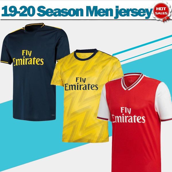 

2020 gunners home red away yellow soccer jerseys 19/20 third deep blue league club gunners soccer shirts men customized football uniforms, Black;yellow