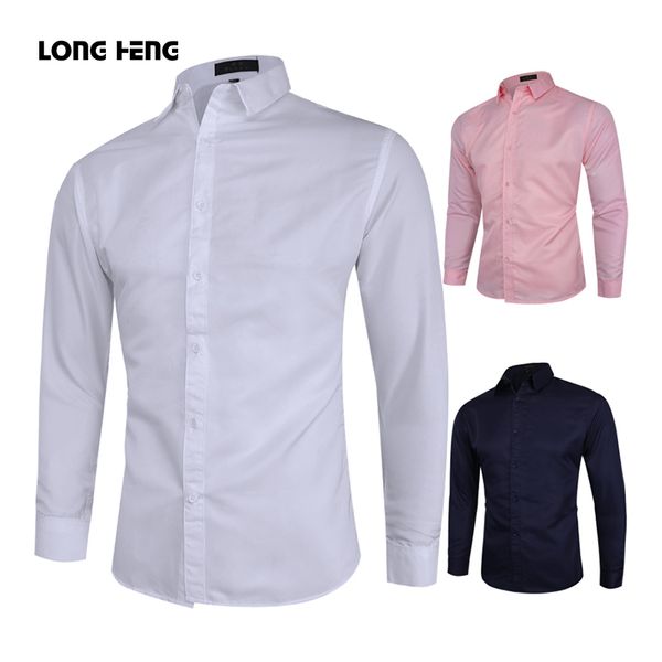 

longheng 2020 new fashion long sleeve shirt solid slim fit male social casual business white black dress shirt -5xl
