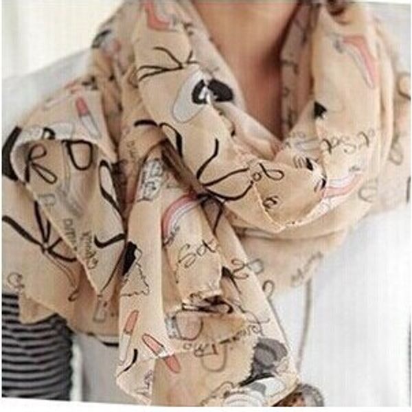

new fashion women's chiffon colorful printed sweet cartoon cat kitten scarf graffiti style love shawl girls christmas gift