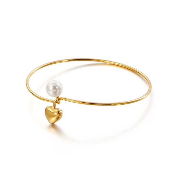 

elegant pearl bangles jewelry fashion luxury gold female romatic gift love 316l bracelet for women, Black