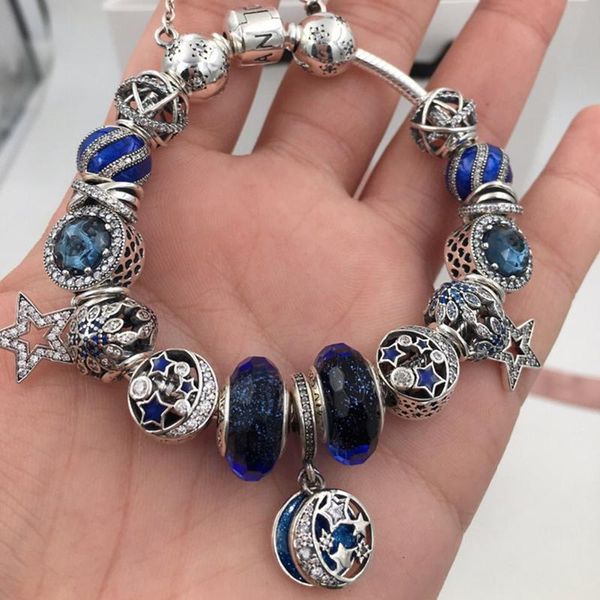 

Fa hion charm bracelet women exqui ite enamel colorful bead beaded bangle for pandora jewelry girl children gift, Black