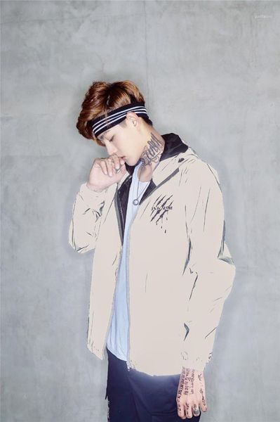 

men casual outerwear mens designer print jackets regular length hoodie zipper long sleeve coats contrast color, Black;brown