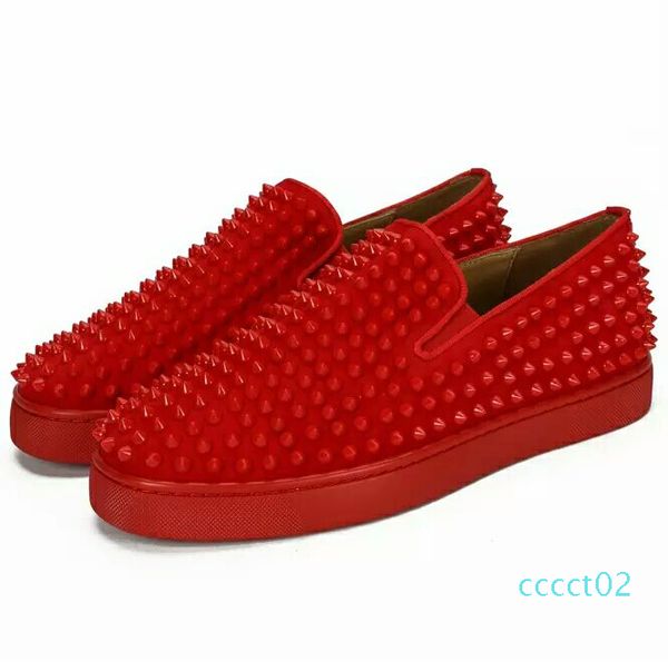 

luxury designer red bottom loafers for men women genuine leather slip on platform casual sneakers spikes wedding party flats men 35-46 ct2, Black