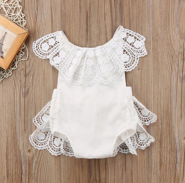 

оптовая ins дети дизайнер одежды девочки летний круглого воротник ребенок твердого хлопок кружево ползунки спинка ребенок девушка дизайнер о, Blue