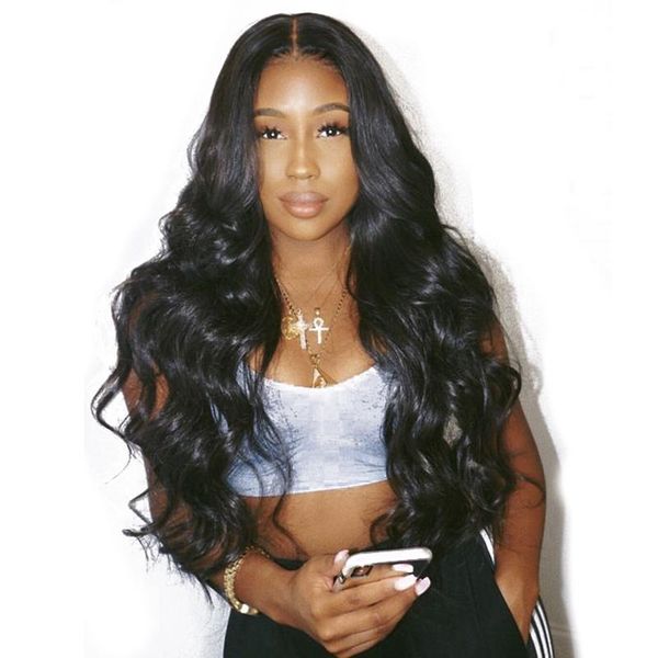 

lace front human hair wigs indian body wave pre-plucked with baby hair remy hair wigs for black women