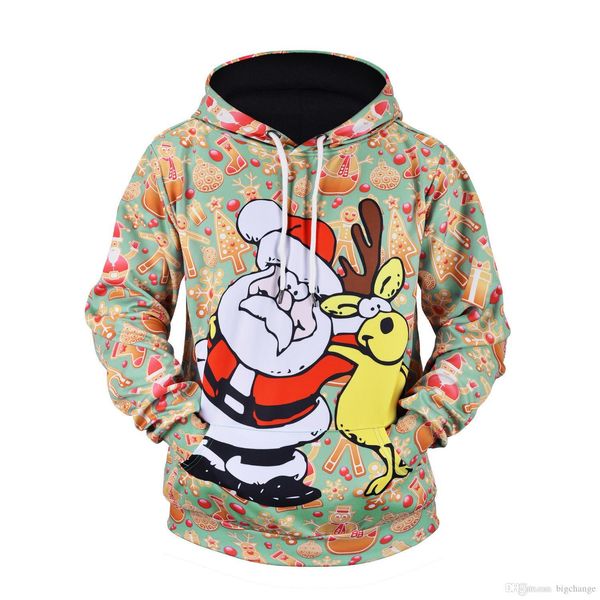 

christmas hoodie fun 3d print hooded sweater loose street 2019 autumn winter couple long sleeve top, Black