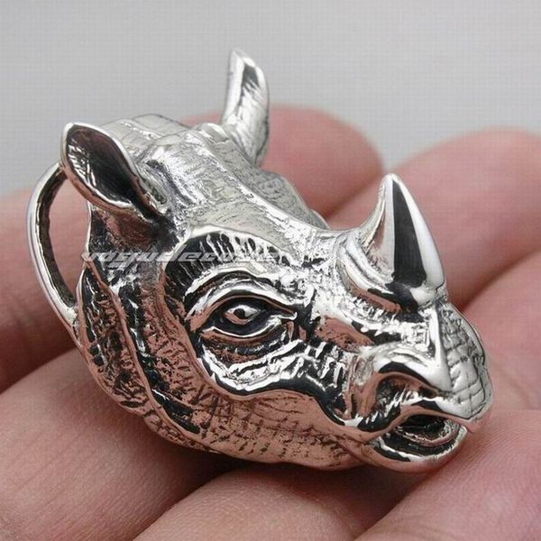

rhino rhinoceros head solid 925 sterling silver mens biker pendant 8c024 just pendant