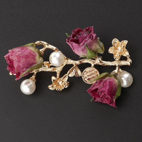 

rose flower brooch breastpin banquet pearls safety pin ladies hat badge, Gray