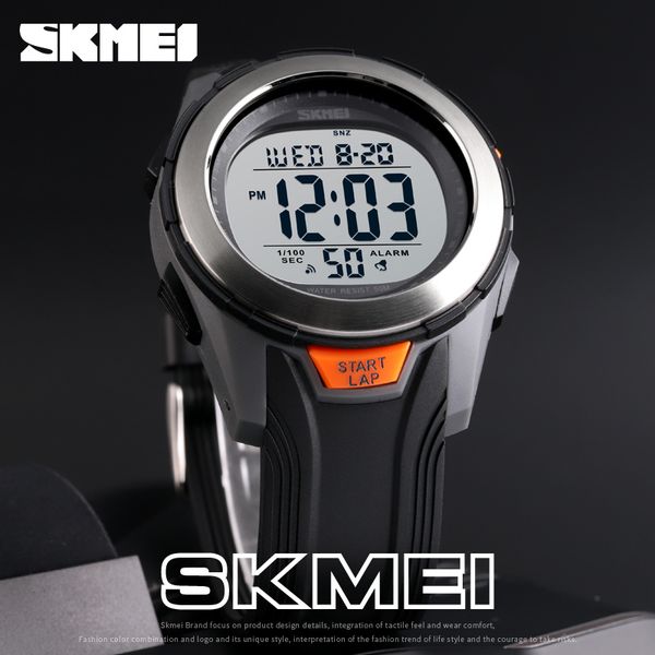 

skmei fashion watch men multifunction digit watch waterproof alarm clock stainless steel case watches relogio digital wristwatch, Slivery;brown