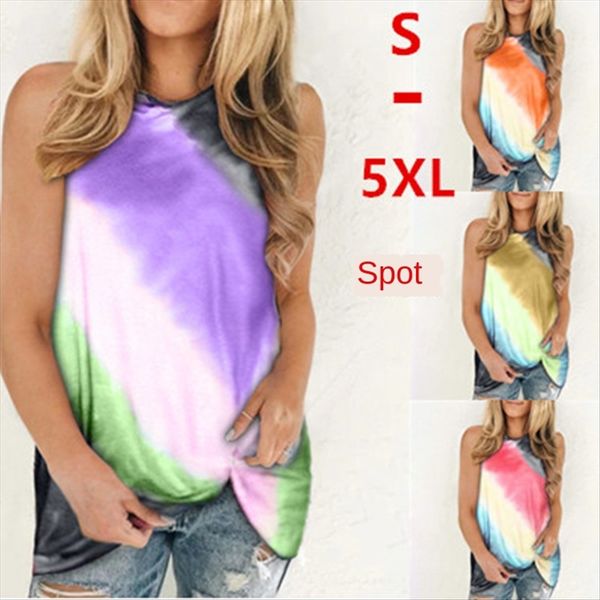 

2020 gradient color round collar printed sleeveless female 2020 t-shirt gradient color round collar printed sleeveless t-shirt femal, White
