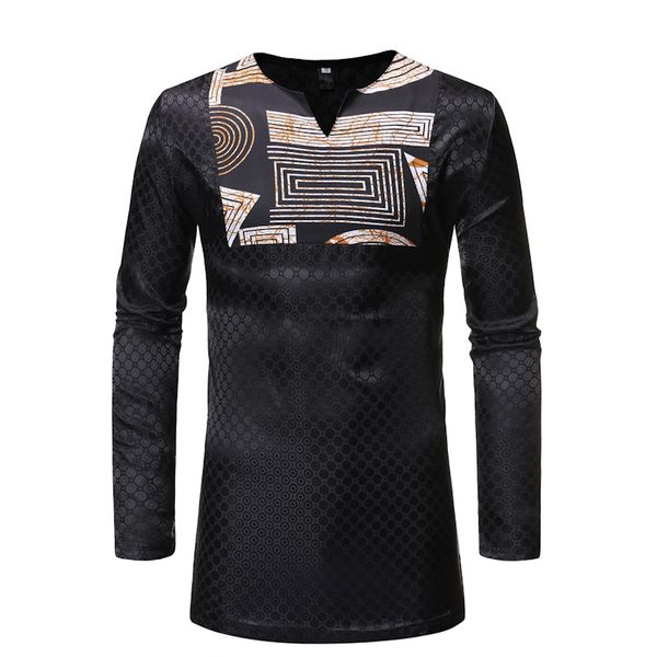 

plus size african clothing patchwork cotton shirt men's v-neck long sleeves dot print tribal ankara for men oversized black, Red