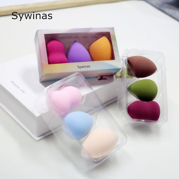 Sywinas 3 pz/scatola big trucco spugnetta set cosmetici make up fondotinta spugnetta in microfibra soffio di polvere.