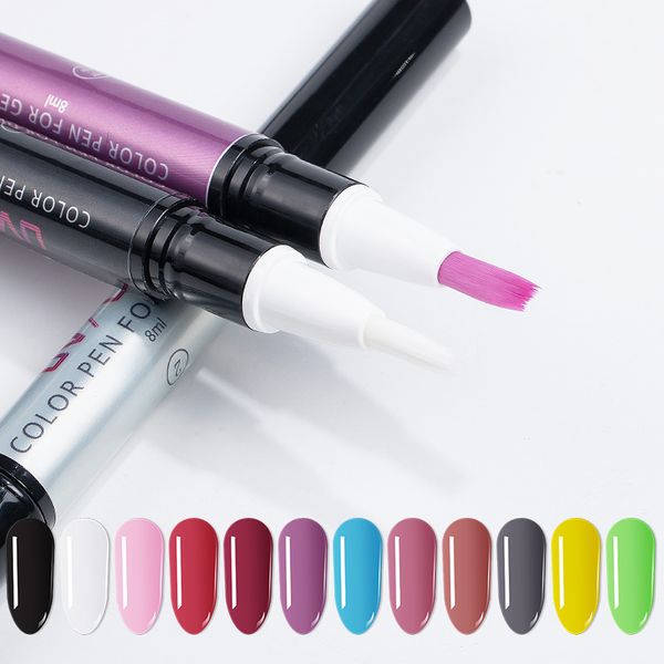 

nail gel pen glitter nail polish uv art gel lacquer paint 12 color lasting bottom easy to operate polish glue