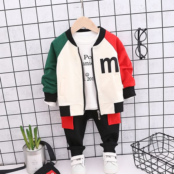 

girls clothes set baby boy 3pcs tracksuit 2019 fashion cotton letter sports suit for a boy t-shirt + shorts children's clothing, White