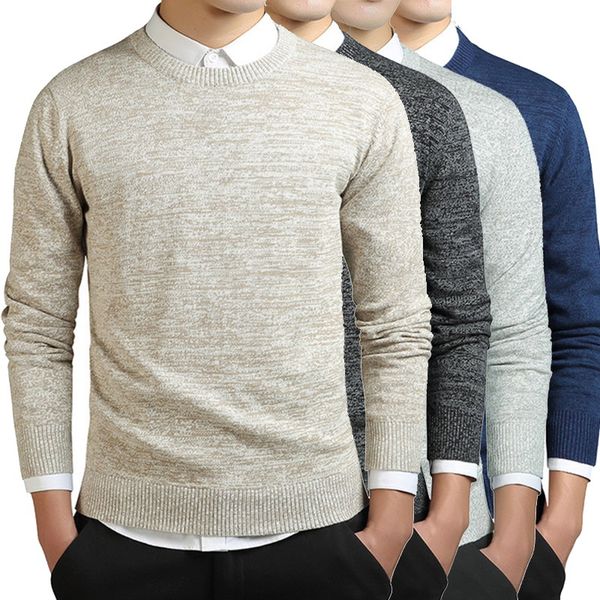 

4color solid color 3xl mens pullover sweaters autumn solid cotton o neck sweater jumpers winter male knitwear man pullover, White;black