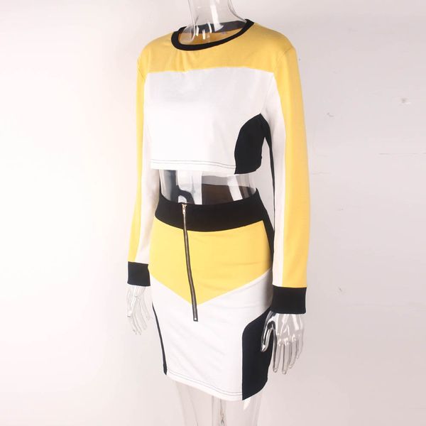 

2pcs women tracksuit sweatshirt skirt sets sport long sleeve wear casual suit 3.06, White