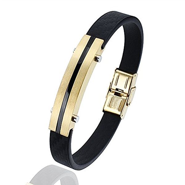 

hawson selling leather bracelet black polished matched brushed gold stainless steel chain jewelry accessories, White