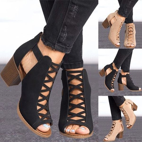 

2019 fashion women sandals summer new female fish mouth exposed toe high-heeled sandals ladies shoes plus 35-43 wf29 y190704, Black