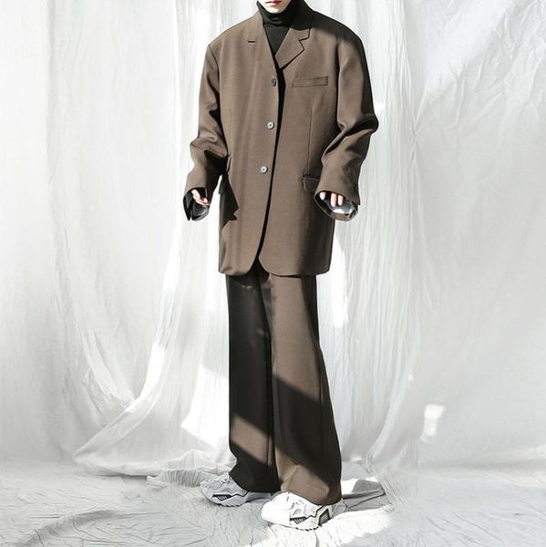 

new male japan korea streetwear fashion suit jacket outerwear men double pocket casual suit blazer coat, White;black