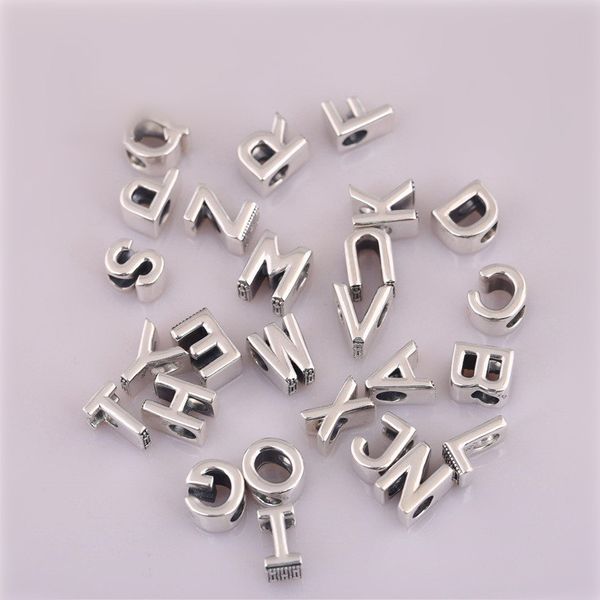 

26 letters abc charm bead 925 silver fashion women jewelry european style for diy bracelet, Bronze;silver