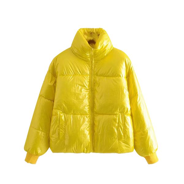 

kenancy solid women causal parkas winter stand collar long sleeve female outerwear zipper pocket loose bright bread cotton coats, Black