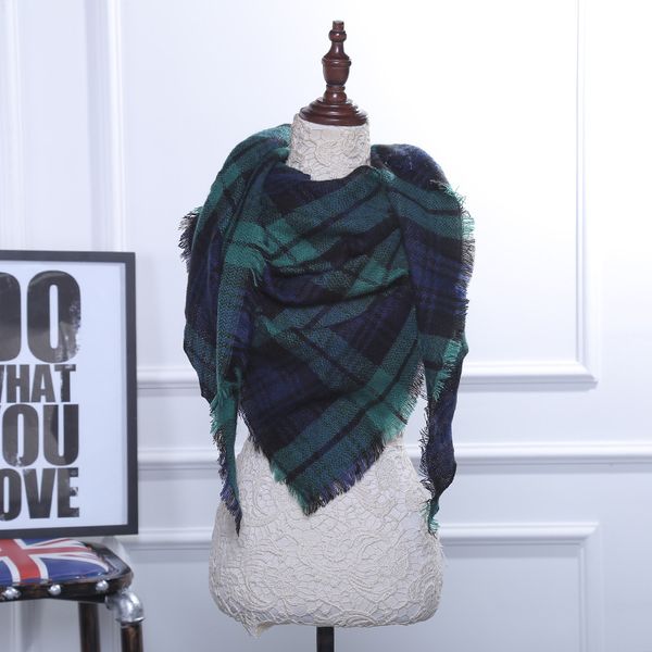 

women plaid scarves grid tassel wrap oversized fashion check shawl winter neckerchief lattice triangle blanket scarf long scarf jj19896, Blue;gray