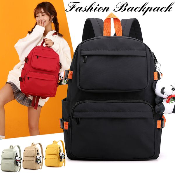 

solid color nylon backpack women high capacity travel backpack for teenage girls school bags student bookbag mochilas