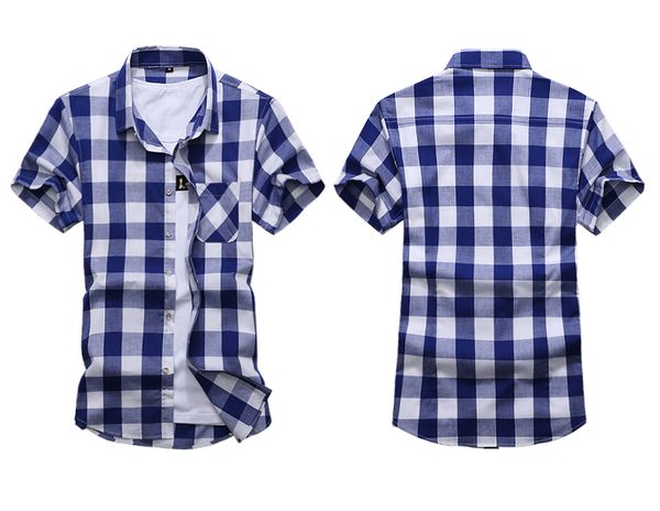 

fashion shirt for men plaid shirt large size short sleeve leisure summer brand fit men's flower 7xl gent life, White;black