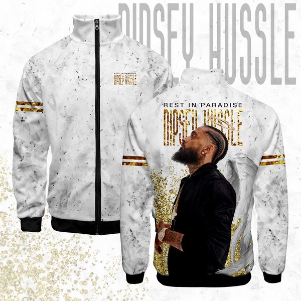 

luckyfriday nipsey hussle mens summer jacket men zipper streetwear stand collar fashion 3d print clothes hip hop jackets casual, Black;brown