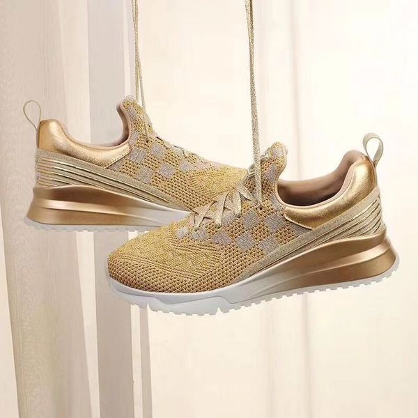 

platform men's and women's shoe wild vintage luxury knitted white shoes breathable casual sports shoes lace-up travel shoes 03, Black