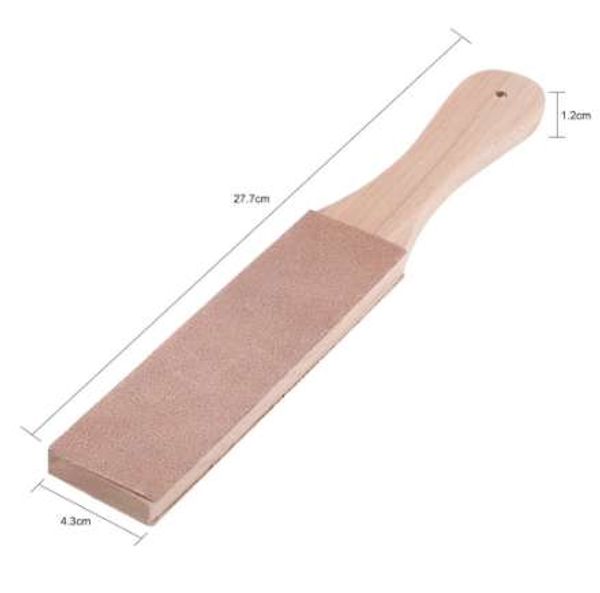Manico in legno Affilatura in pelle Strop Striscia di lucidatura fatta a mano per coltelli da rasoio