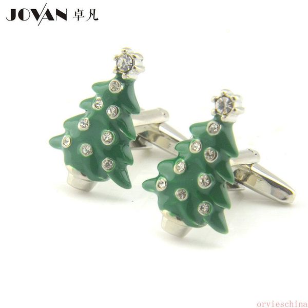 

2020 designer green christmas tree cufflinks christmas pine cufflinks funny modeling men's sleeve nail accessories, Silver