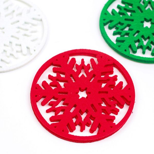 

10pcs red christmas snowflake coasters non-woven place mat insulation mat merry christmas decorations cup pad dinner party decor