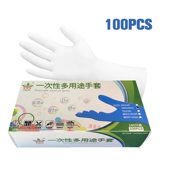 

100pcs disposable white nitrile non-slip waterproof tight hand ultra-thin catering household cleaning gloves