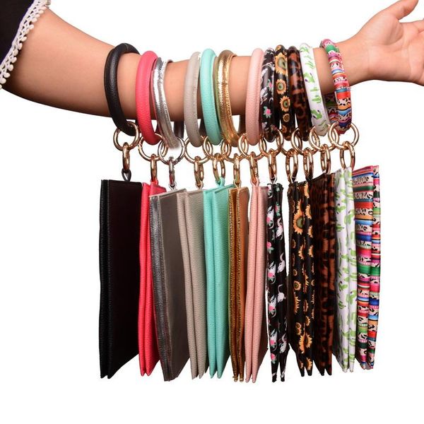 

new fashion multiful key ring and phone wallet pu leather o key ring with matching wristlet bag keychain chain for women girls lady, Slivery;golden