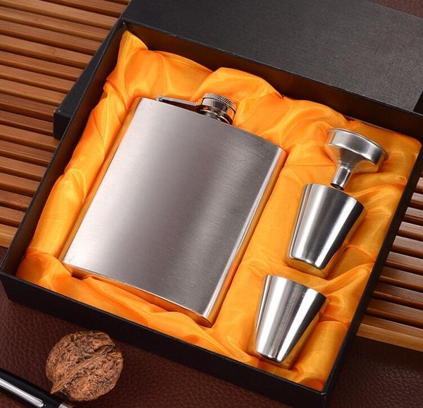 

7oz stainless steel hip flask set jack flagon with funnel cups mini whiskey flagon gift outdoor portable wine pot an2720