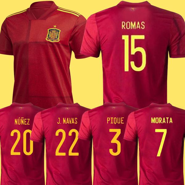 

man + kids 2020 spain soccer jersey home 20 21 camiseta de futbol sergio a.iniesta koke ramos isco national team football uniforms shirts, Black;yellow