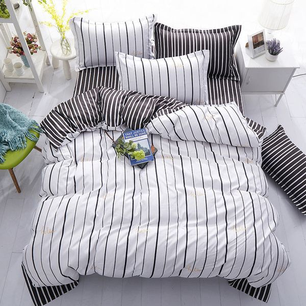

geometric stripe printed girl boy kid bed cover set duvet cover child bed sheet pillowcases comforter bedding set 61010
