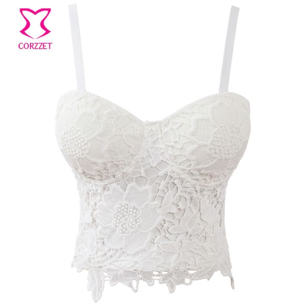 

floral embroidery lace push up bralet bras for women bustier crop camis wedding party bralette plus size cropped feminino, White