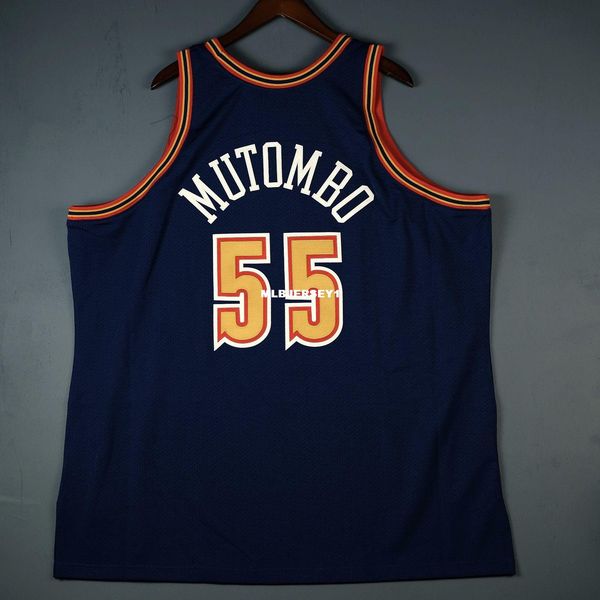 

100% stitched mitchell & ness dikembe mutombo sewn jersey mens vest size xs-6xl stitched basketball jerseys ncaa, Black;blue