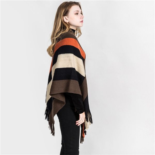 

popular women shawl lady cloak wearable fringe acrylic scarves winter sale home girls cloaks e1 stripe 25mta fibres gumnm, Blue;gray