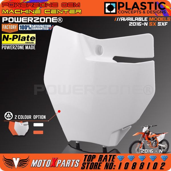 

powerzone front number plate name plate plastic cover for 250/350/450 sx-f/xc-f and 125/150 sx 2016-n motocross enduro