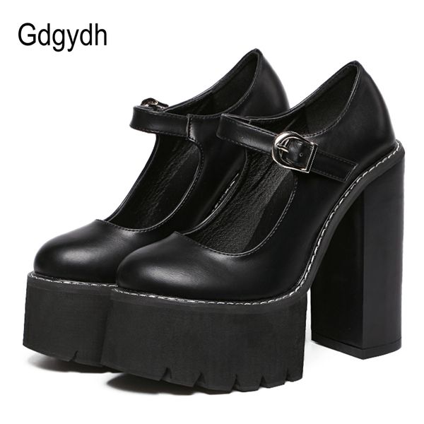

gdgydh new arrival women classic pumps shoes spring summer black leather mary jane heels fashion buckle platform shoes woman