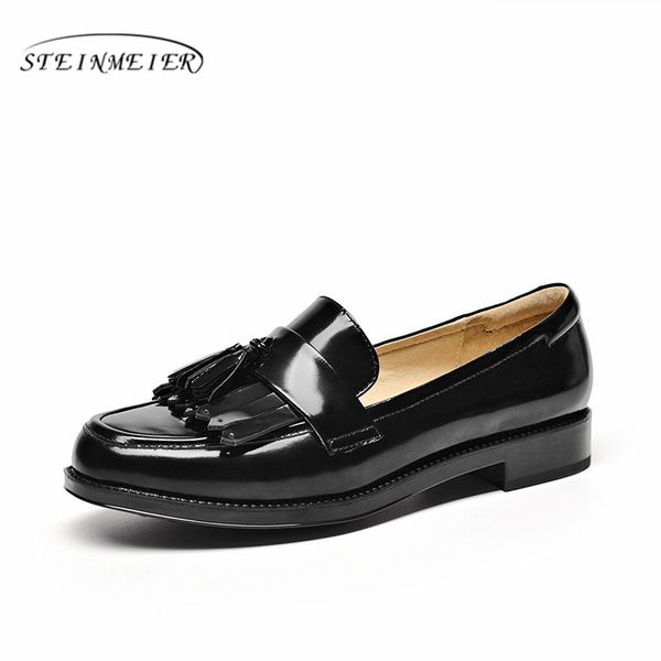 

women genuine leather flats oxford shoes woman sneakers lady brogues vintage casual shoes for women handmade 2020 black brown