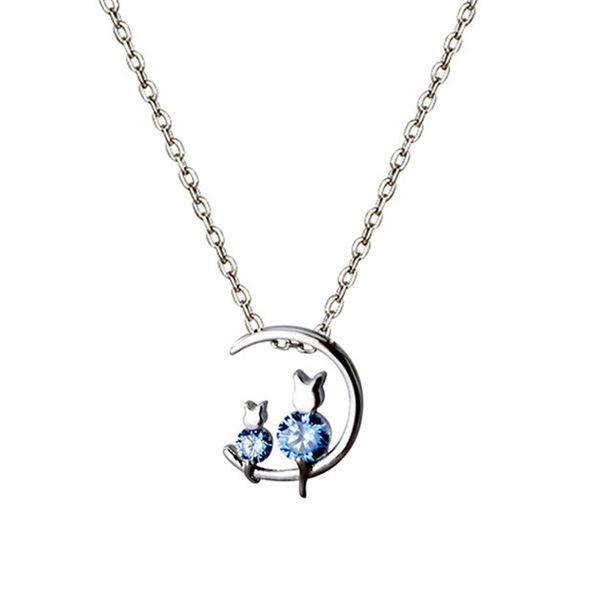 

moon cat pendant necklace necklaces women fashion trendy jewelry gift, Silver