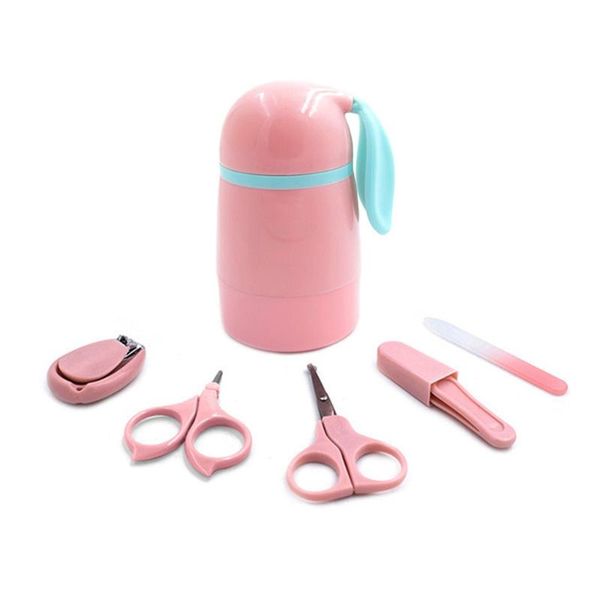 

5 pcs baby manicure kit tweezers infant toddler nail care rabbit shape container safe kids nail file clipper scissors