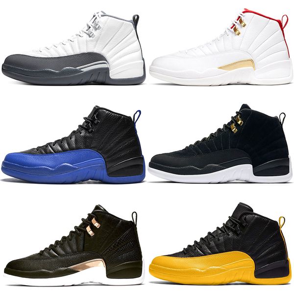 

men basketball shoes 12s mens trainers reverse taxi midnight black dark grey game royal university gold mens sports shoes sneaker size 40-47